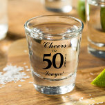 50th Birthday Personalized Shot Glass<br><div class="desc">Personalized shot glasses feature Cheers,  the birthday year and name of the birthday honoree. Fill with candy and wrap with cellophane and a ribbon to give out as party favour keepsakes or pass out for shots during your party. MATCHING items in our store.</div>