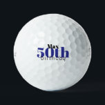 50th Birthday Personalized Titleist Pro V1 II Golf Balls<br><div class="desc">"50"  or any age.  Personalized.  Blue and black text.</div>