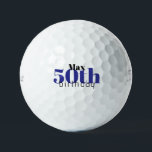 50th Birthday Personalized Titleist Pro V1 II Golf Balls<br><div class="desc">"50"  or any age.  Personalized.  Blue and black text.</div>