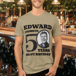 50th Birthday photo and name mono tone black<br><div class="desc">Happy 50th Birthday black text, name and photo t-shirt. Fun 50th personalized photo t-shirt in bold black design. Personalize this birthday shirt with a photograph of the birthday person in the middle of the number 0. Great idea for adding some fun to a milestone fiftieth birthday party celebration. Other matching...</div>