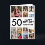 50th Birthday Photo Collage 13 Photos Black White Card<br><div class="desc">50th Happy Birthday Photo Collage 13 Photos Black and White Birthday Card for Any Age. 1st 13th 15th 16th 18th 20th 21st 30th 40th 50th 60th 70th 80th 90th 100th,  Any Ages. For further customization,  please click the "Customize it" button and use our design tool to modify this template.</div>