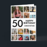 50th Birthday Photo Collage 13 Photos Black White Card<br><div class="desc">50th Happy Birthday Photo Collage 13 Photos Black and White Birthday Card for Any Age. 1st 13th 15th 16th 18th 20th 21st 30th 40th 50th 60th 70th 80th 90th 100th,  Any Ages. For further customization,  please click the "Customize it" button and use our design tool to modify this template.</div>