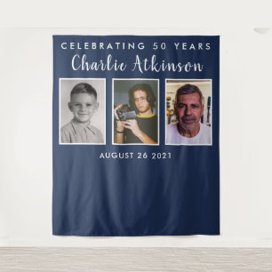 50th birthday photo collage backdrop banner tapestry