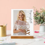 50th Birthday Photo college Party  Acrylic Sign<br><div class="desc">Birthday Photo Block Keepsake Celebrate a milestone birthday with this personalised photo block keepsake, featuring a modern rectangular photo frame design mounted on a sturdy wooden stand. Add your favourite photo and customise the text [Name]’s xxth to create a meaningful, decorative keepsake that captures this special occasion. Perfect as a...</div>