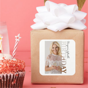 50th Birthday Photo college Party favour Square Sticker