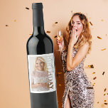 50th Birthday Photo college Party  Wine Label<br><div class="desc">Birthday Photo Bottle Label Celebrate a special milestone with this 50th birthday photo bottle label, featuring a modern rectangular photo frame with “BIRTHDAY” cut out along the side. Personalise it with your favourite photo and the custom text [Name]’s xxth to add a memorable touch to your drinks for the birthday...</div>