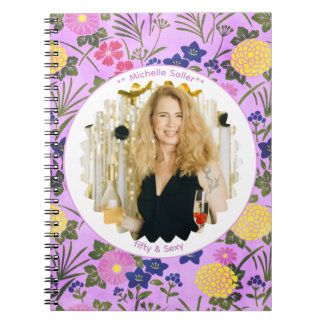 50th birthday photo floral elegant Photo Notebook