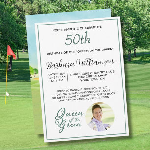 50th Birthday Photo Lady Golfer Theme Invitation