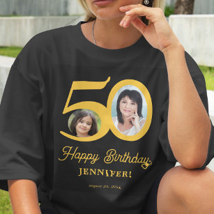 50th Birthday photo name personalized T-Shirt