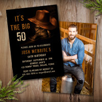 50th Birthday Photo Rustic Cowboy Hat Boots