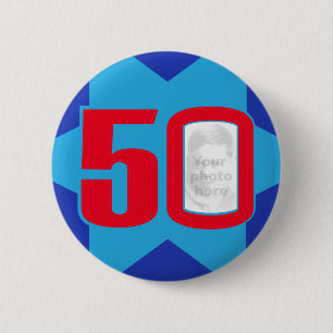 50th Birthday photo star button/badge 2 Inch Round Button