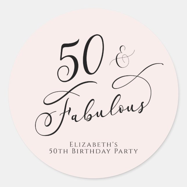 50th Birthday Pink Classic Round Sticker (Front)