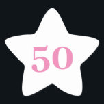 50th Birthday Pink Custom Age Number Fifty Trendy Star Sticker<br><div class="desc">Designed for birthday celebrations!</div>