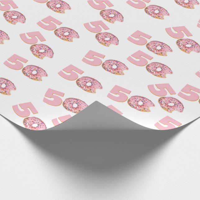 50th Birthday Pink Doughnut Wrapping Paper (Corner)