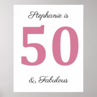 50th Birthday Pink Fifty And Fabulous Custom Name