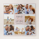 50th birthday pink girly glitter photo collage  jigsaw puzzle<br><div class="desc">50th birthday modern pink girly glitter photo collage gift. Modern script text design. Part of a collection.</div>