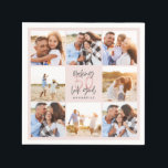 50th birthday pink girly glitter photo collage napkin<br><div class="desc">50th birthday modern pink girly glitter photo collage. Modern script text design. Part of a collection.</div>