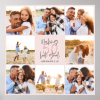 50th birthday pink girly glitter photo collage