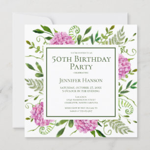 50th Birthday Pink Hydrangeas Card Request 