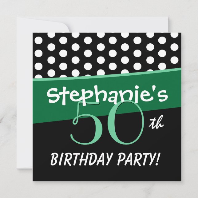 50th Birthday Polka Dots Modern Template (Front)