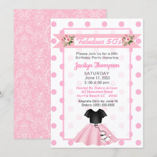 50th Birthday Poodle Skirt-Fabulous 50s Invitation