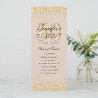 50th Birthday Program Menu Thank U Gold Champagne