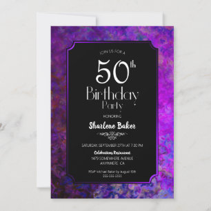 50th Birthday Purple and Black Party Invitation