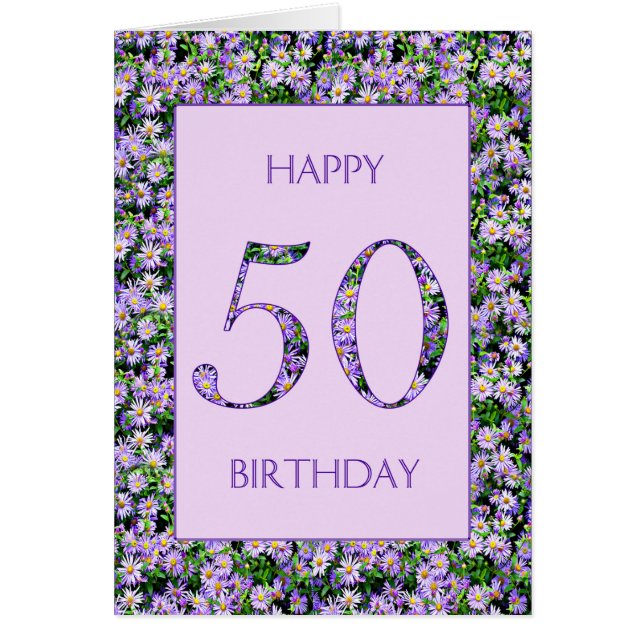 50th Birthday Purple Daisies (Front)