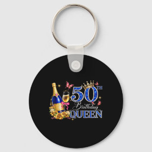 50th Birthday Queen 50 and Fabulous 50 Years Old Keychain