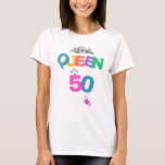 50th Birthday Queen Shirt<br><div class="desc">Celebrate turning 50 like a true queen! This 50th Birthday Queen design is perfect for women celebrating their milestone birthday with style and confidence. Great for birthday parties, gifts, and special celebrations. A fun and elegant choice for birthday girls who want to feel fabulous and royal on their 50th birthday....</div>