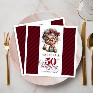 50th Birthday Quirky Old Lady Paper Party Napkins