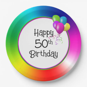 50th Birthday Rainbow  Paper Plate