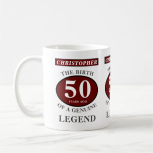 50th Birthday Red Genuine Legend Add Your Name Coffee Mug