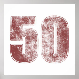 50th Birthday Red Grunge Poster