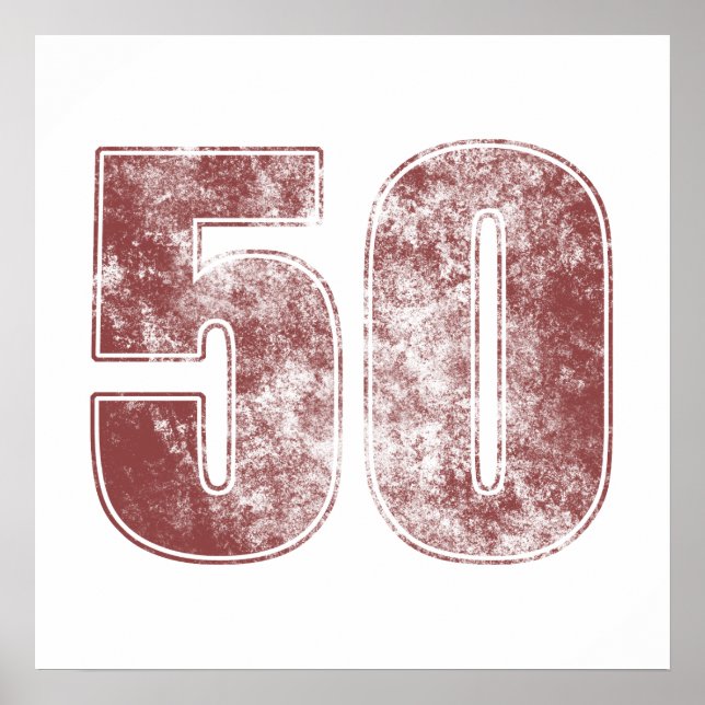 50th Birthday Red Grunge Poster (Front)