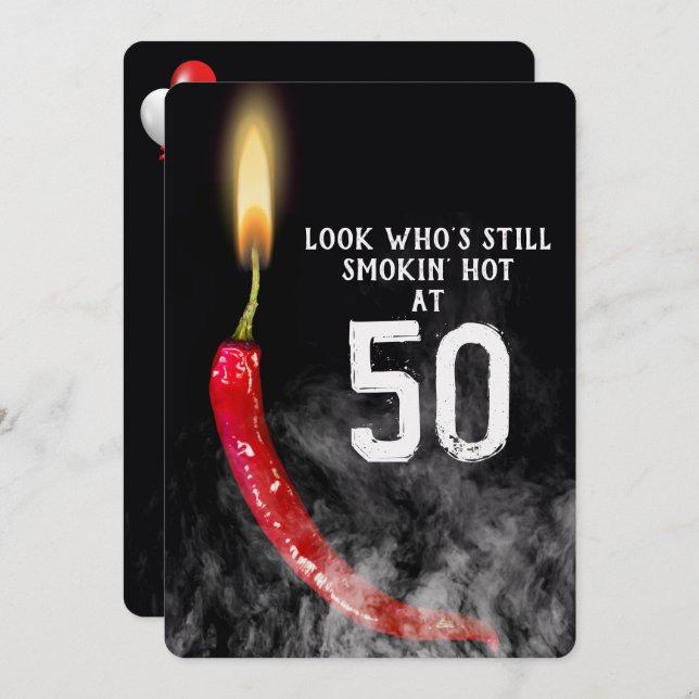 50th Birthday Red Hot Pepper Candle     Invitation (Front/Back)