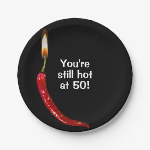 50th Birthday Red Hot Pepper Paper Plate