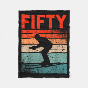 50th birthday retro ski skiing 50 year old men fleece blanket