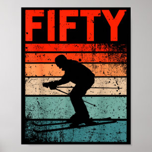 50th birthday retro ski skiing 50 year old men poster
