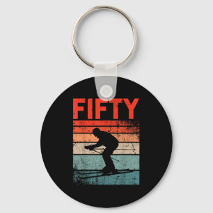 50th Birthday Retro Ski Skiing 50 Year Old Men Wom Keychain