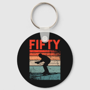 50th Birthday Retro Ski Skiing 50 Year Old Men Wom Keychain