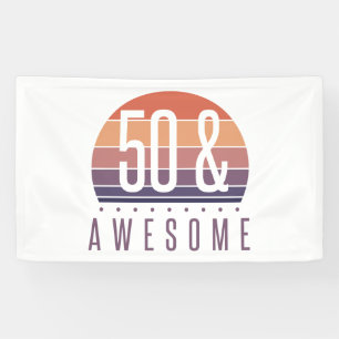 50th Birthday Retro Sunset Banner