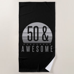 50th Birthday Retro Sunset Beach Towel