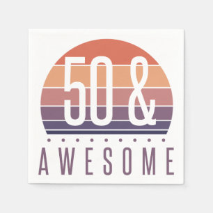 50th Birthday Retro Sunset Napkin