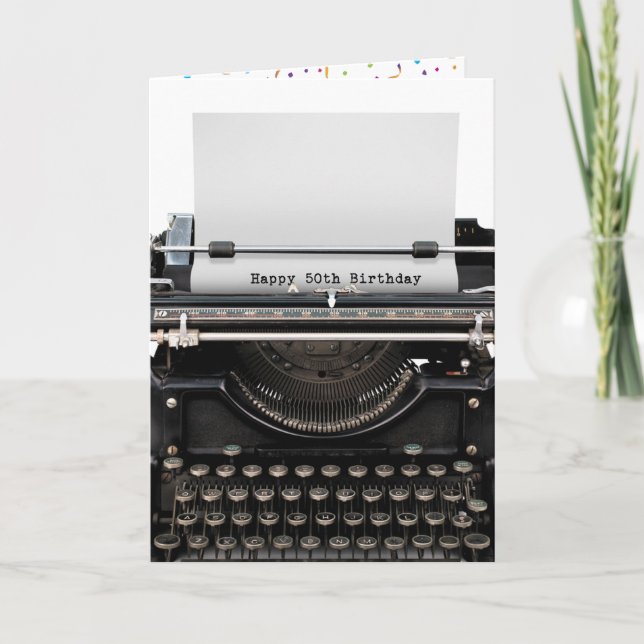 50th Birthday Retro Typewriter Card (Front)
