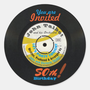 50th Birthday Retro Vinyl Record 45 RPM R Sticker