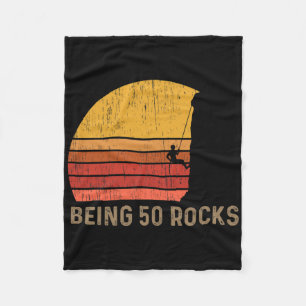 50th Birthday Rock Climbing  Fleece Blanket