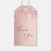 50th Birthday rose gold glitter drips thank you Gift Tags (Front)