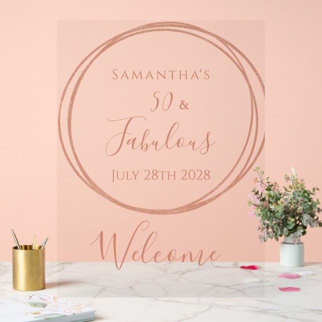 50th Birthday Rose Gold Minimal Welcome (Mariage)