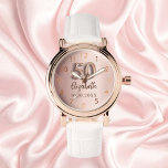 50th Birthday rose gold name Watch<br><div class="desc">A gift for a 50th birthday. A rose gold gradient background colour.   Add a name,  date</div>